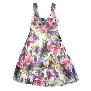 Connected Apparel Floral Midi Dress Women's‎ 14 Sleeveless Romantic Casual